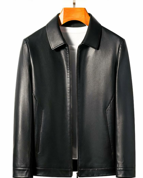 Blouson en cuir naturel de peau de mouton pour homme