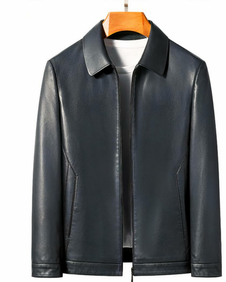 Blouson en cuir naturel de peau de mouton pour homme