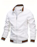 Blouson blanc aviateur imperméable et léger pour homme sur fond blanc