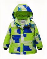 Blouson chauffant fille, réglage de température, avec capuche, de couleur et bleu