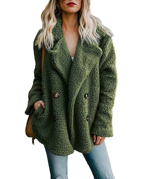 Blouson fourré à col rabattu en fourrure synthétique  pour femme