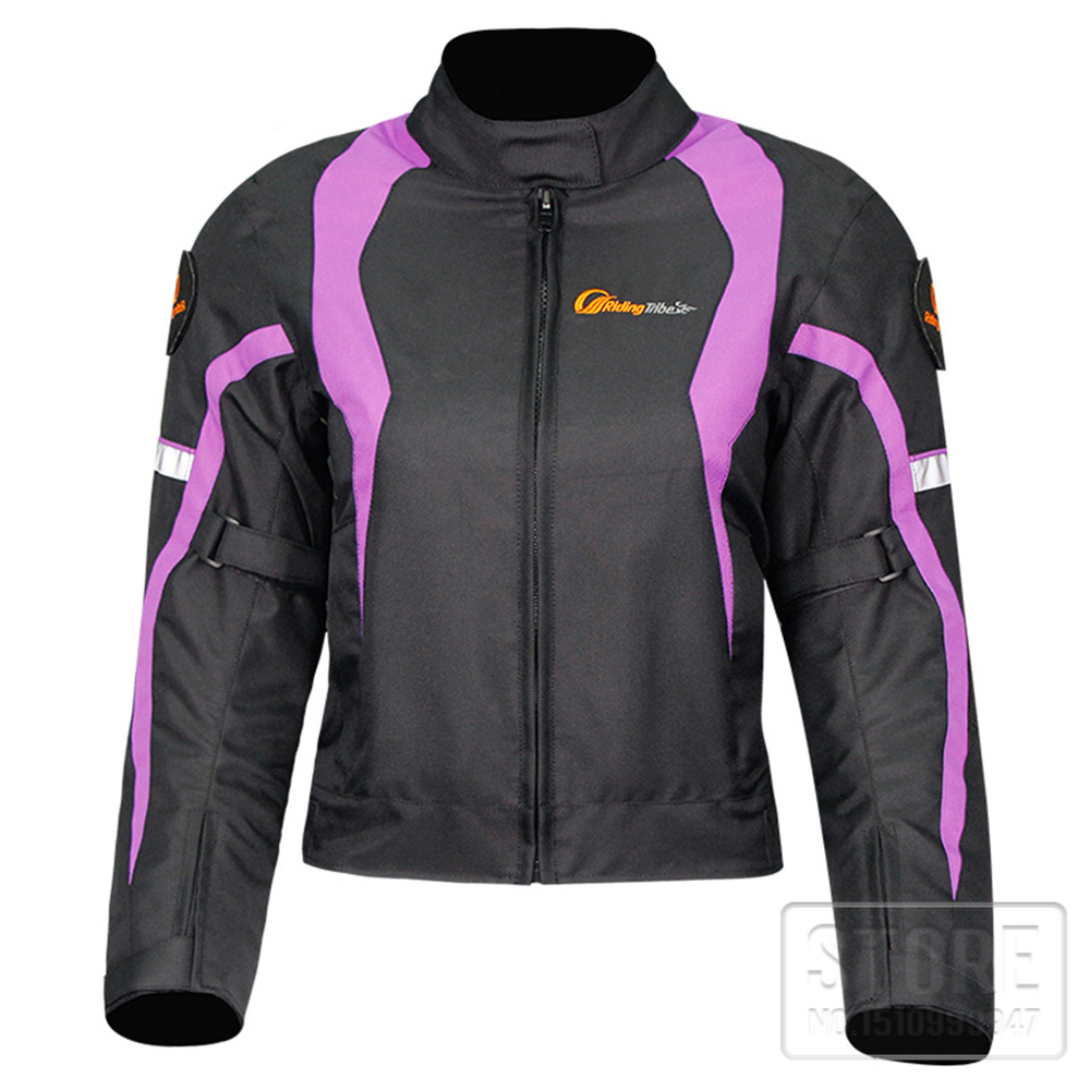 Blouson moto femme noir eta rose présenté sur fond blanc