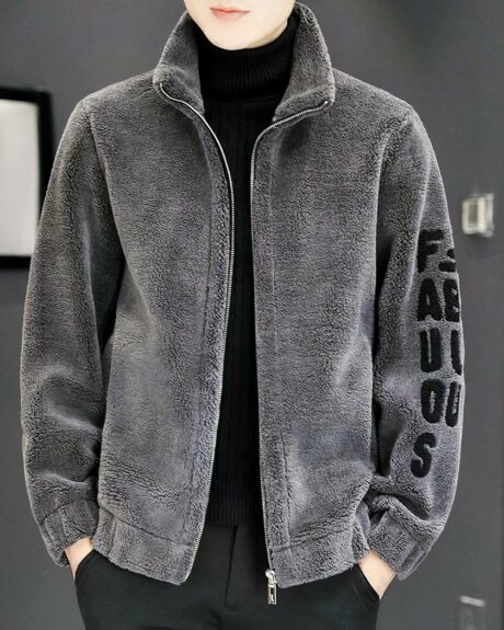 Blouson polaire homme doux brodé