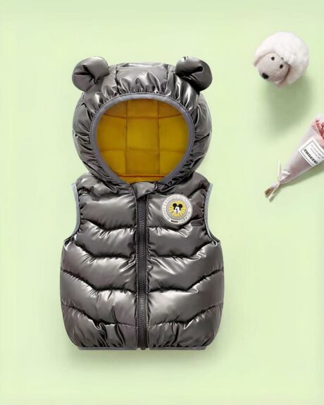 Blouson sans manches à capuches style doudoune pour enfant
