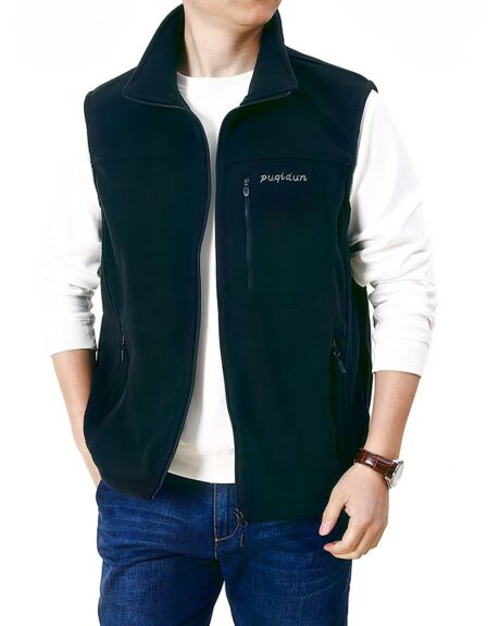 Blouson sans manches coupe-vent chaud et décontracté pour homme porté par un homme sur fond blanc