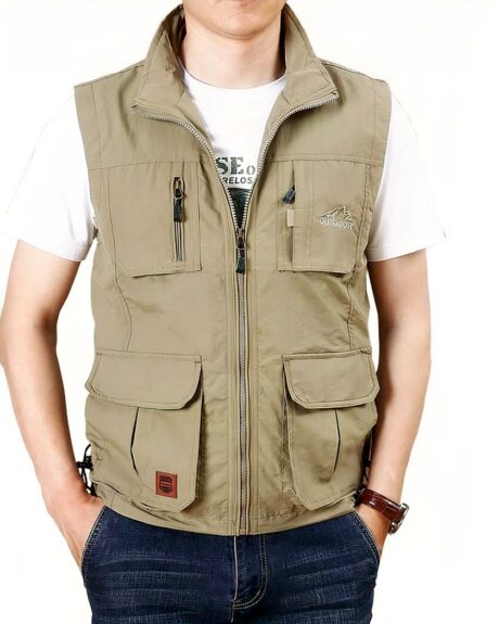 Blouson sans manches léger à col rabattu pour homme