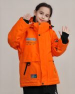 Blouson ski fille imperméable et coupe-vent fluo