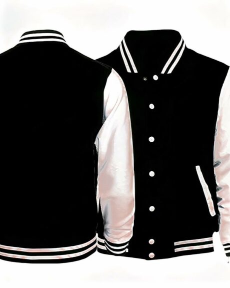 Blouson teddy décontracté de style baseball pour homme sur fond blanc
