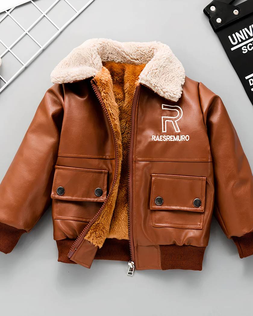 Blouson aviateur aspect cuir pour enfant