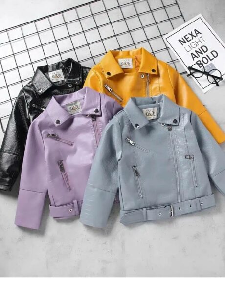 Blouson en simili cuir coloré pour fille