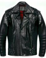 Blouson en simili cuir noir pour homme sur un fond blanc