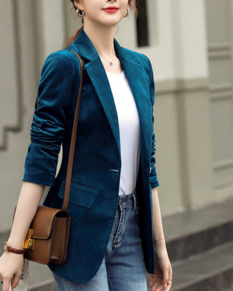 Blouson en velours côtelé style blazer